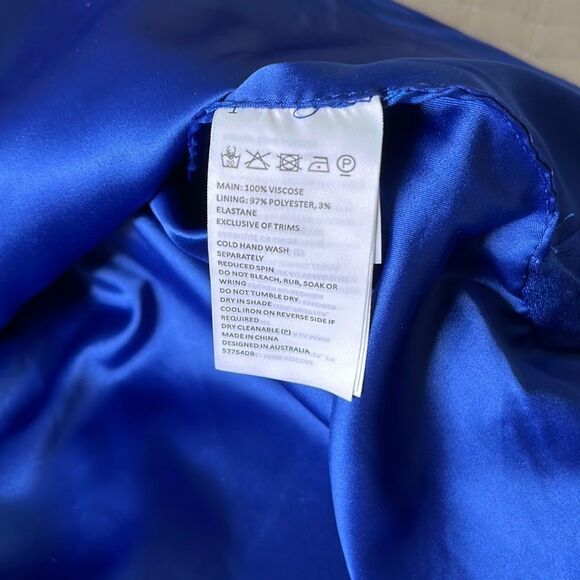 Bardot Dress Womens Large Blue Spaghetti Strap Asymmetric Hem Minidress - Picture 8 of 8